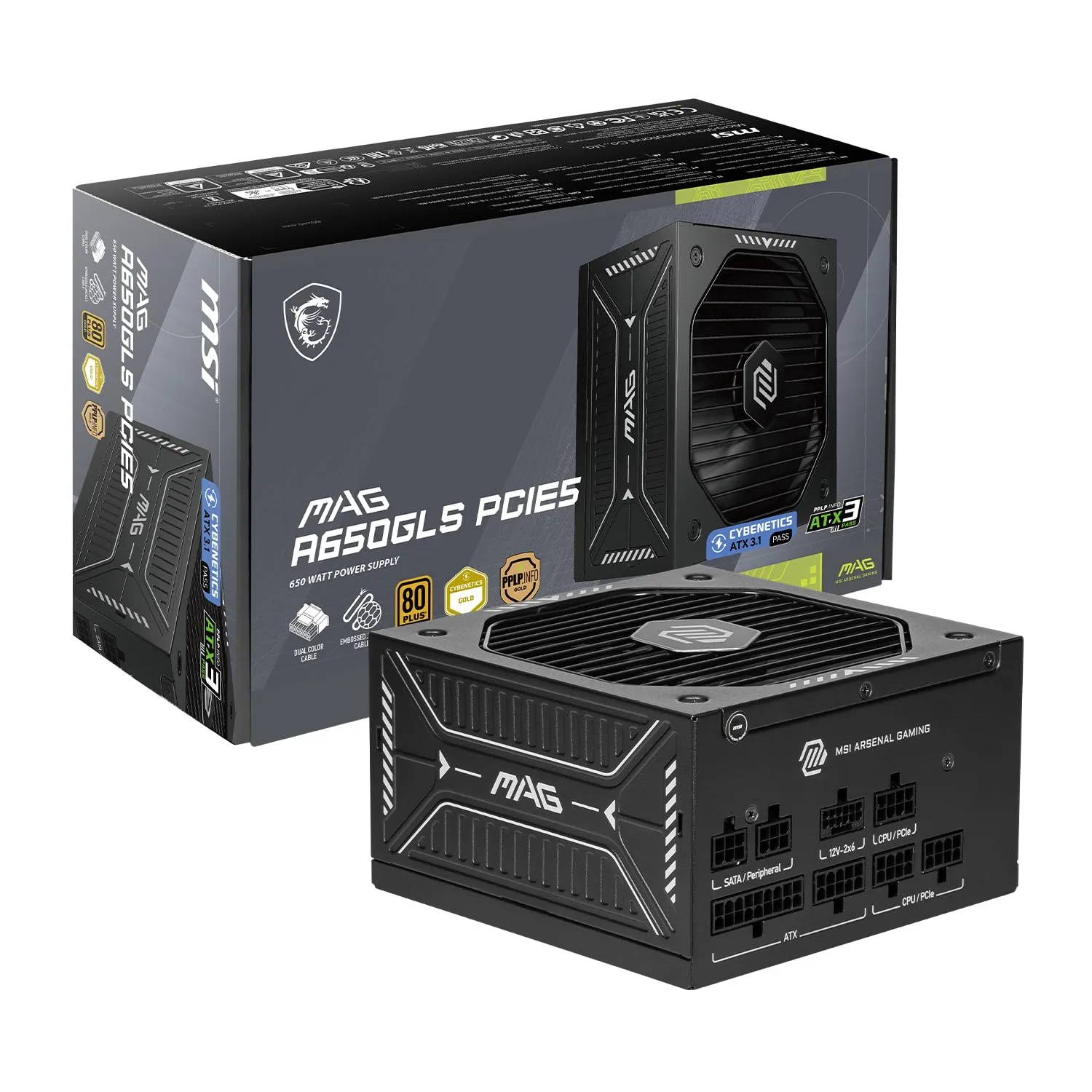 MSI MAG GLS PCIE5 Fully-Modular ATX 3.1 Gaming Power Supply, 80+ Gold