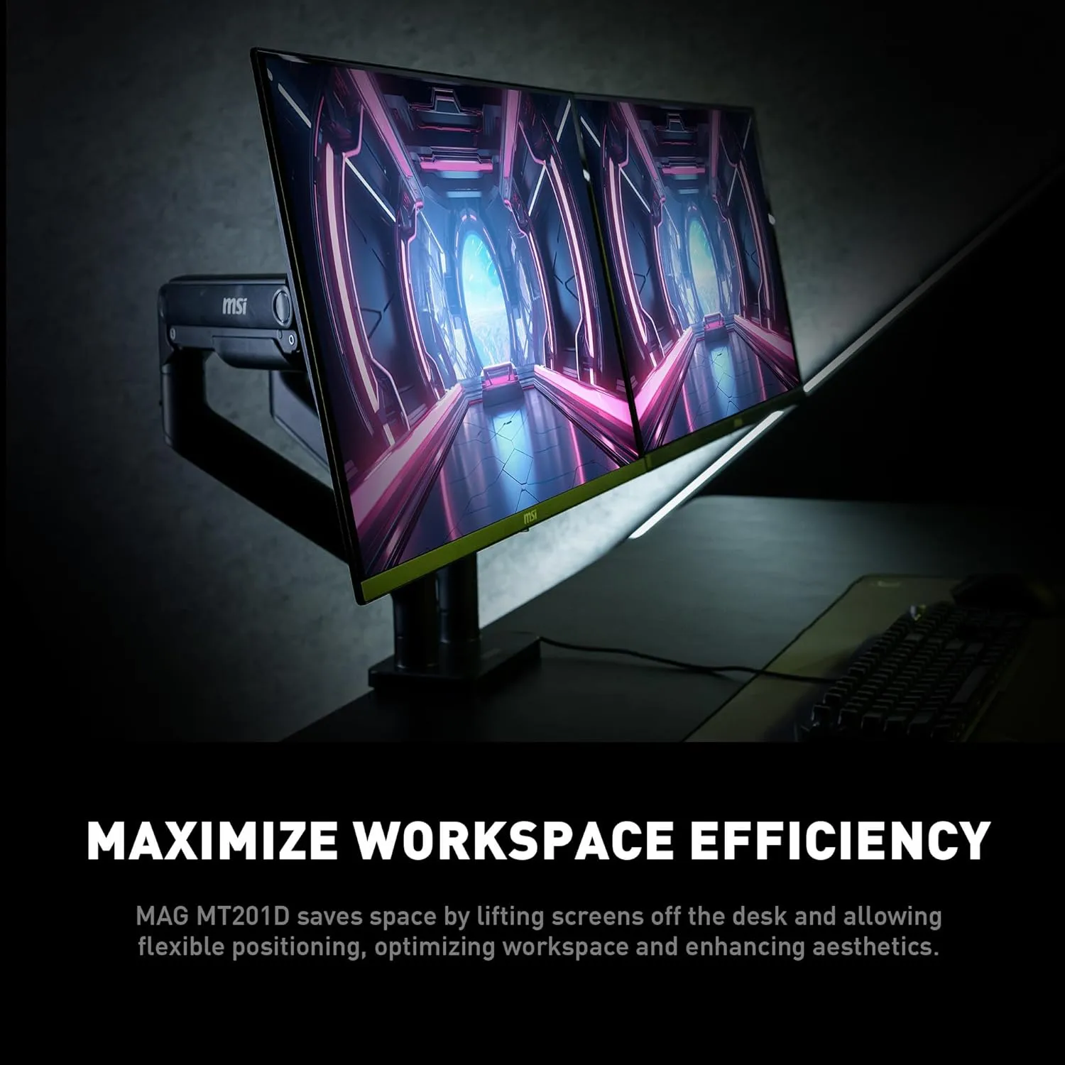 MSI MAG MT201 Premium Heavy Duty Single Monitor Arm - Supports 17-49", 44 lb Capacity