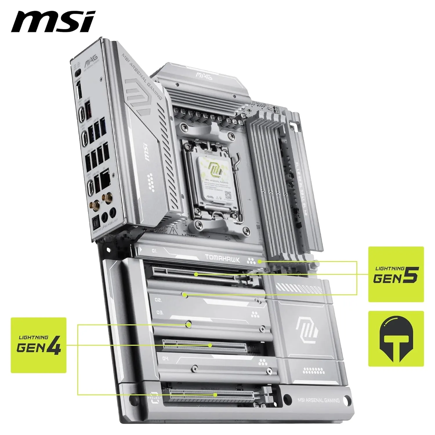 MSI MAG X870E Tomahawk MAX WiFi PZ Motherboard, ATX - Supports AMD Ryzen 9000/8000 / 7000 Processors, AM5 - DDR5 Memory Boost 8400+ MT/s (OC), PCIe 5.0 x16, M.2 Gen5, Wi-Fi 7, 5G LAN