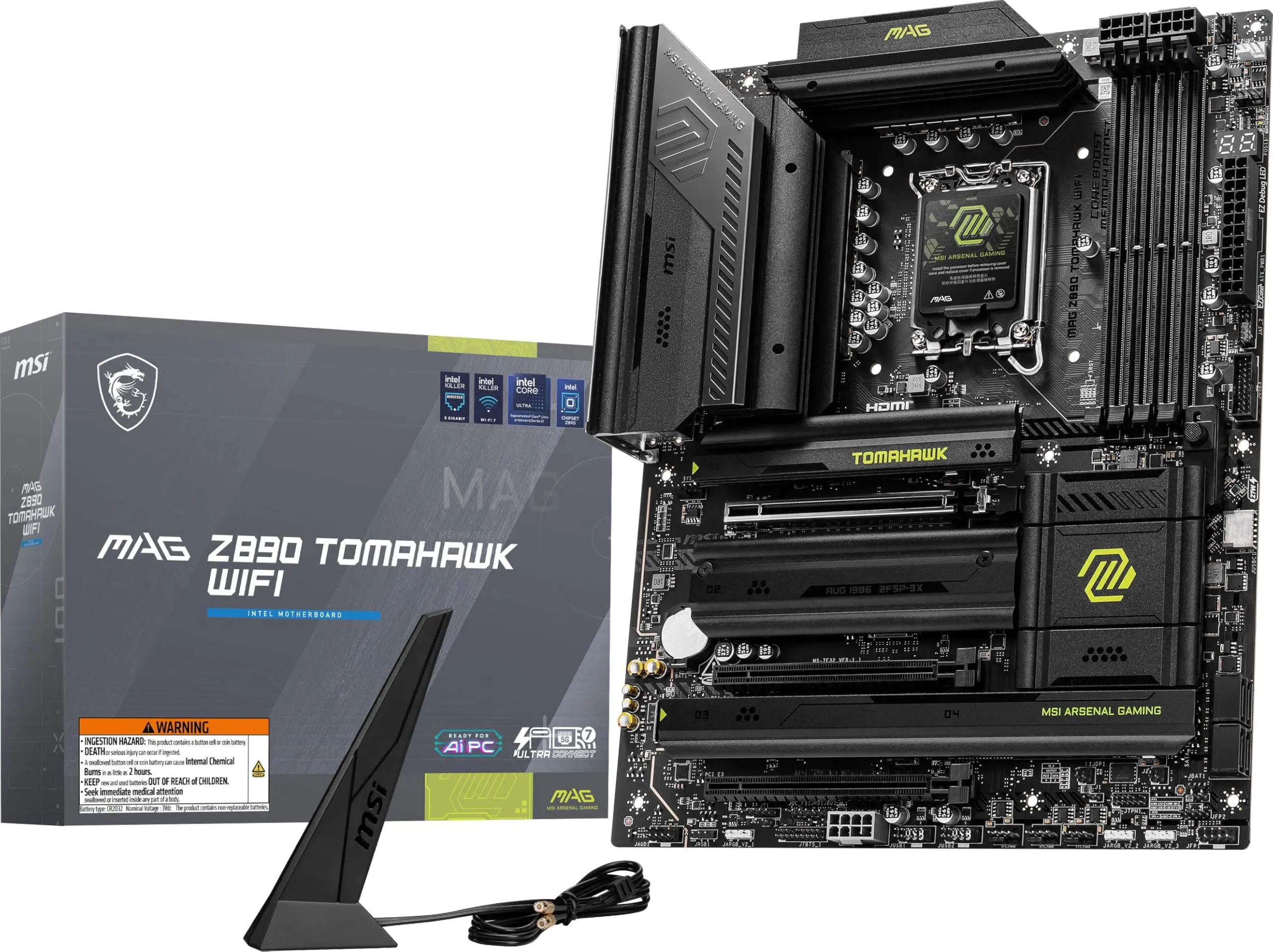 MSI MAG Z890 Tomahawk WiFi Gaming Motherboard (LGA 1851, DDR5, PCIe 5.0, Wi‑Fi 7)