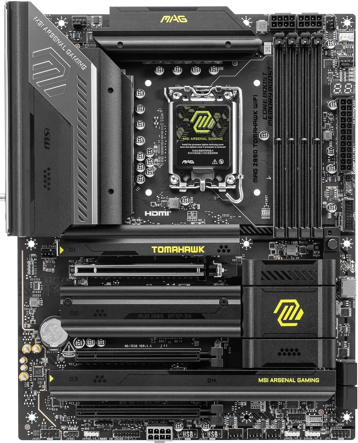 MSI MAG Z890 Tomahawk WiFi Gaming Motherboard (LGA 1851, DDR5, PCIe 5.0, Wi‑Fi 7)