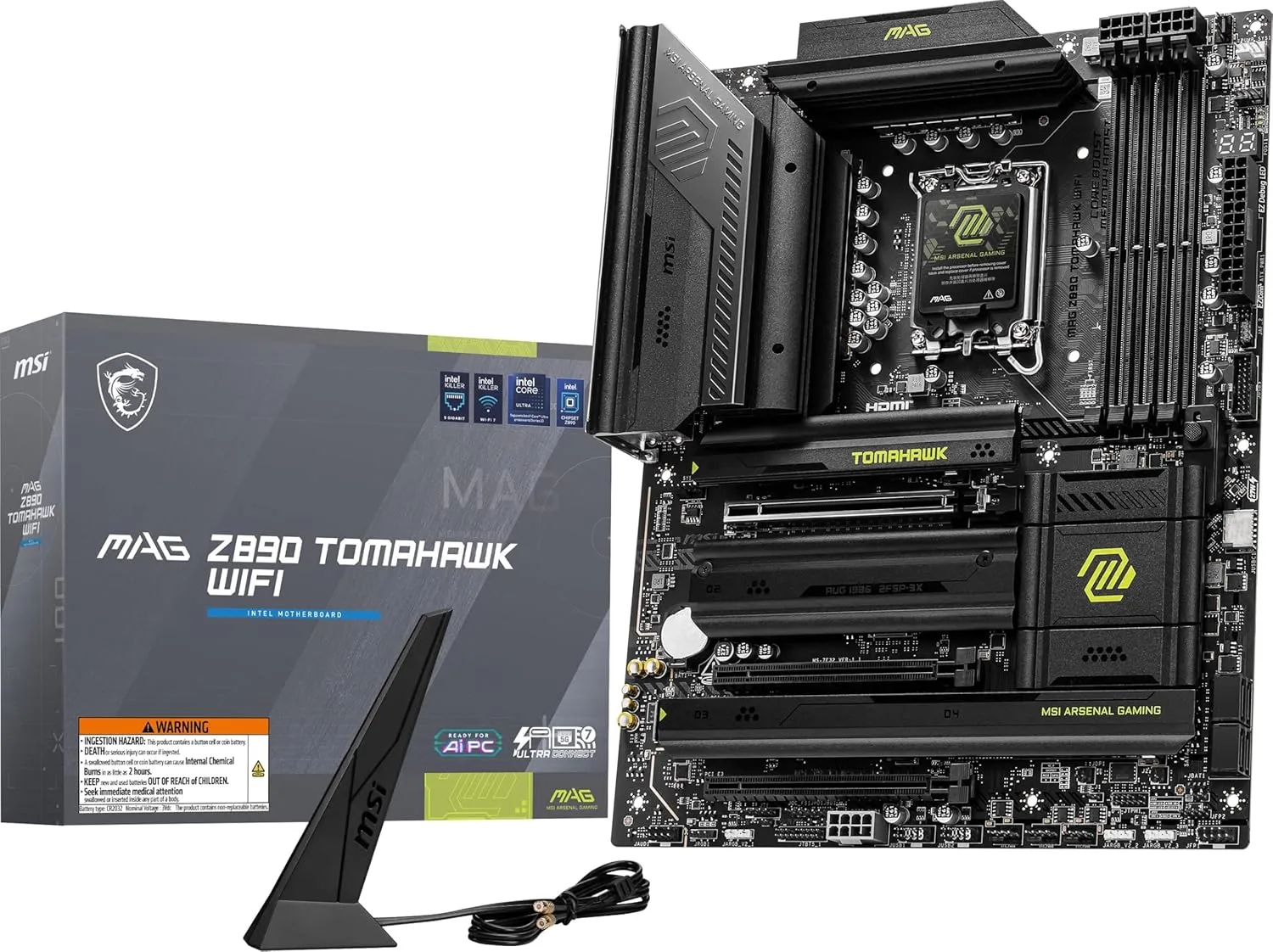 MSI MAG Z890 Tomahawk WiFi Gaming Motherboard (LGA 1851, DDR5, PCIe 5.0, Wi‑Fi 7)