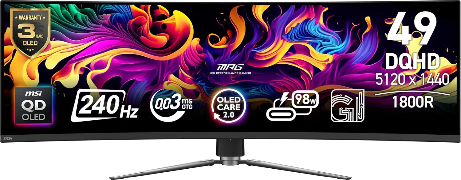 MSI MPG 491 QD-OLED 49-inch Curved Gaming Monitor
