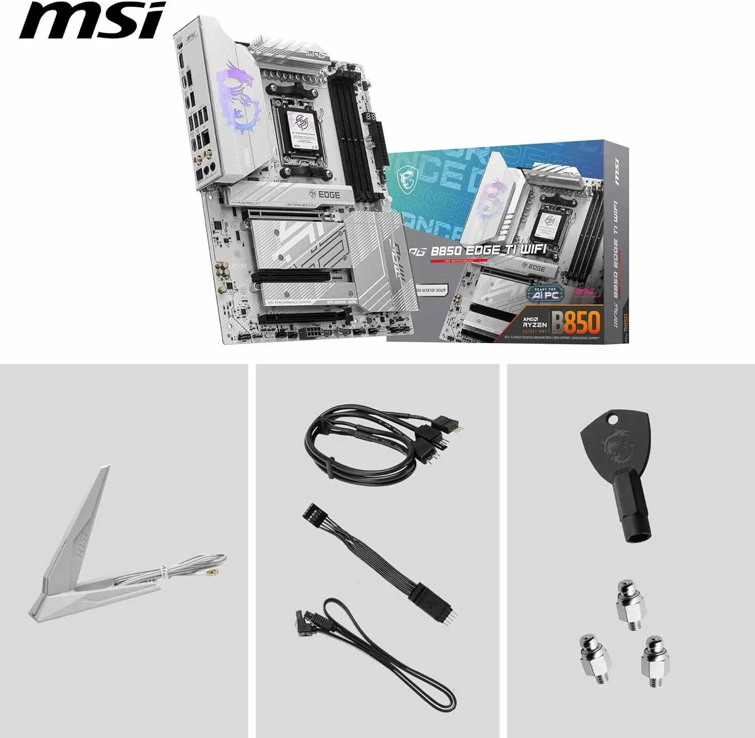 MSI B850 ATX Motherboard AM5 DDR5 PCIe 5.0 M.2 Gen5 Wi‑Fi 7