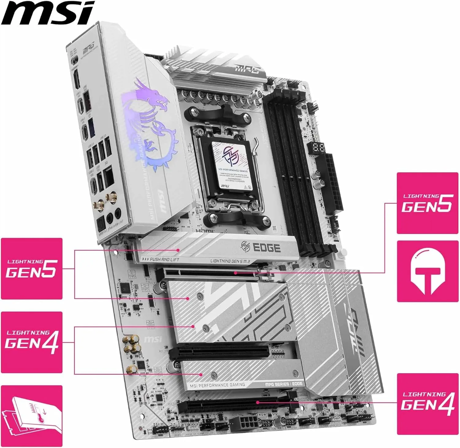 MSI B850 ATX Motherboard AM5 DDR5 PCIe 5.0 M.2 Gen5 Wi‑Fi 7