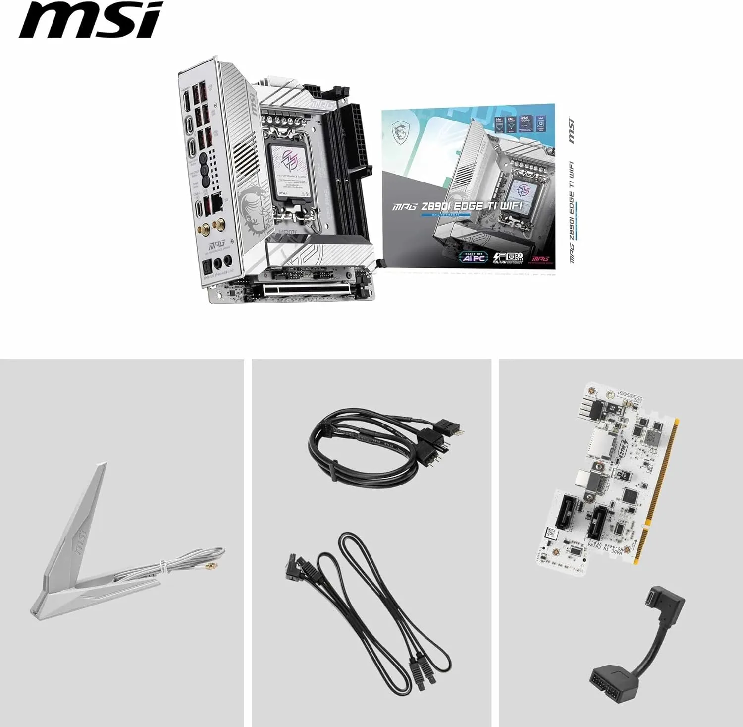 MSI MPG Z890I Edge TI WiFi Motherboard, Mini-ITX - Supports Intel Core Ultra Processors (Series 2), LGA 1851-110A SPS VRM, DDR5 Memory Boost (8600+ MT/s OC), PCIe 5.0 x16, M.2 Gen5, Wi-Fi 7, 5G LAN