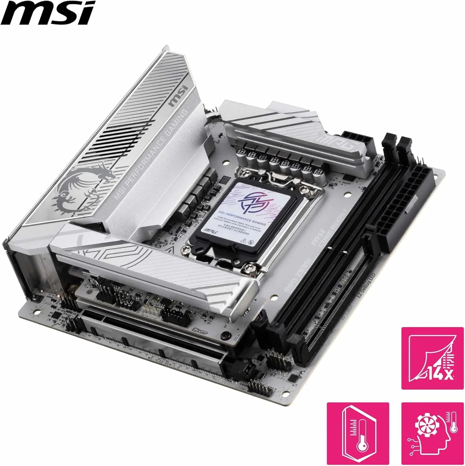 MSI MPG Z890I Edge TI WiFi Motherboard, Mini-ITX - Supports Intel Core Ultra Processors (Series 2), LGA 1851-110A SPS VRM, DDR5 Memory Boost (8600+ MT/s OC), PCIe 5.0 x16, M.2 Gen5, Wi-Fi 7, 5G LAN