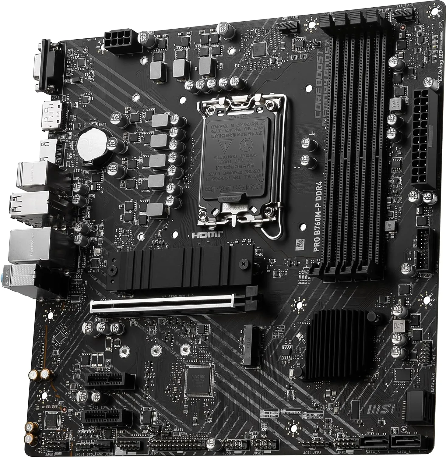 MSI PRO B760M-P DDR4 ProSeries Motherboard (Supports 12th/13th/14th Gen Intel Processors, LGA 1700, DDR4, PCIe 4.0, M.2, USB 3.2 Gen2, HDMI/DP, mATX)