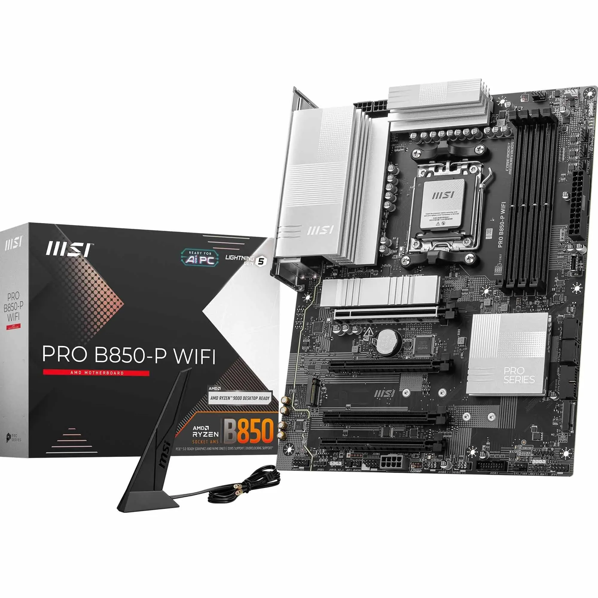 MSI PRO B850-P WiFi Motherboard, ATX - Supports AMD Ryzen 9000/8000/7000, AM5, DDR5, PCIe 5.0, M.2 Gen5, Wi‑Fi 7