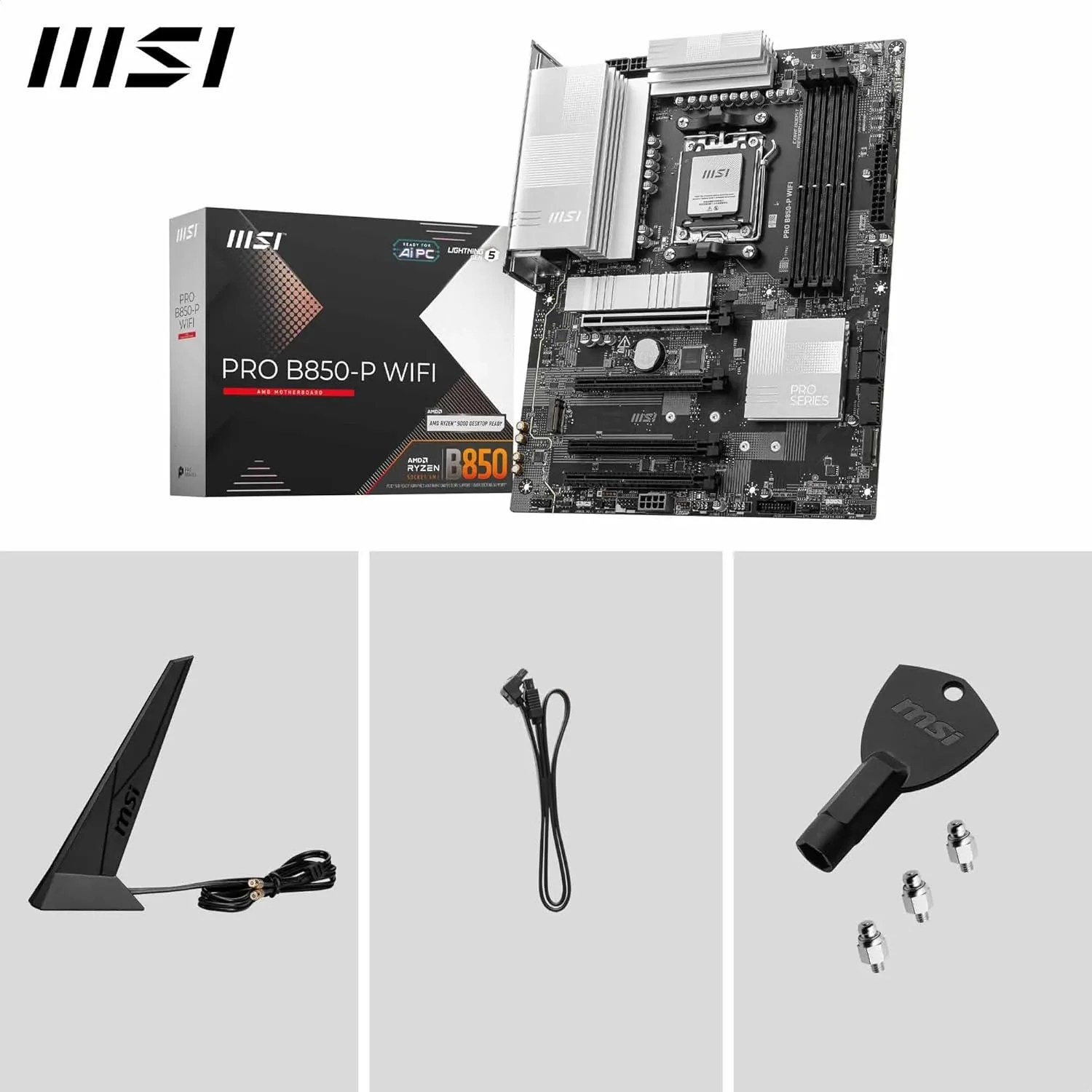 MSI PRO B850-P WiFi Motherboard, ATX - Supports AMD Ryzen 9000/8000/7000, AM5, DDR5, PCIe 5.0, M.2 Gen5, Wi‑Fi 7