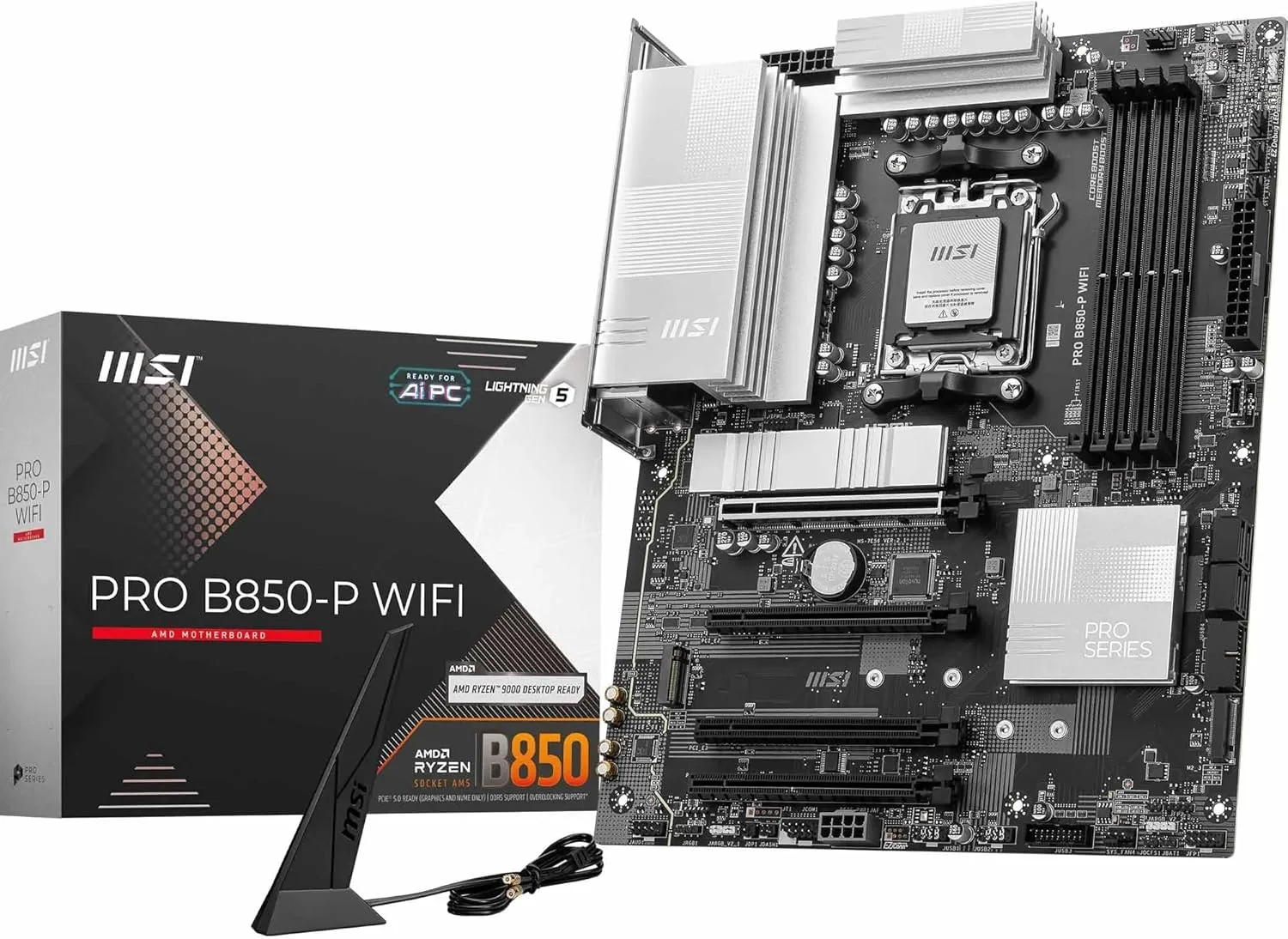 MSI PRO B850-P WiFi Motherboard, ATX - Supports AMD Ryzen 9000/8000/7000, AM5, DDR5, PCIe 5.0, M.2 Gen5, Wi‑Fi 7