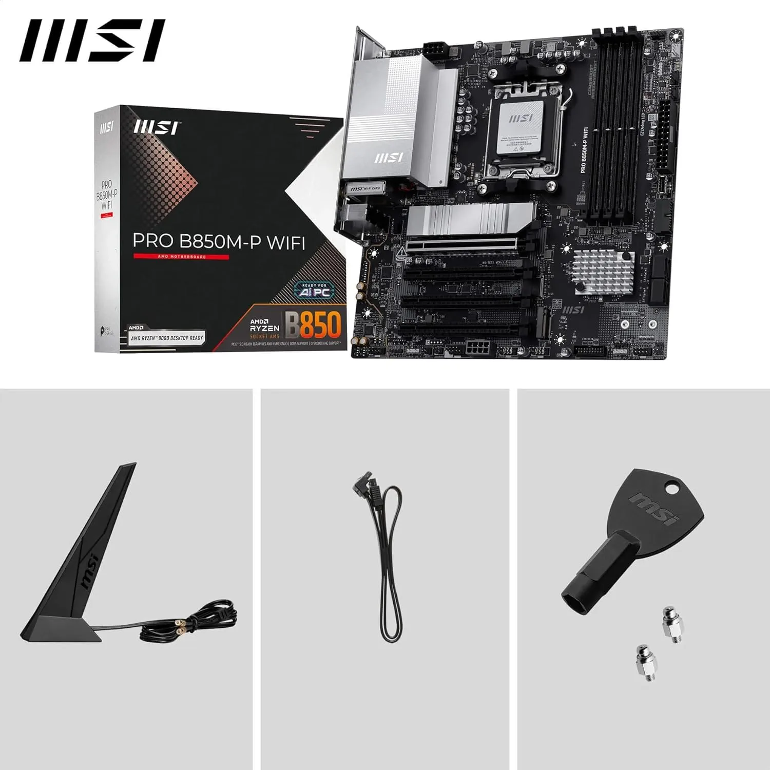 MSI B850 ATX Motherboard AM5 DDR5 PCIe 5.0 M.2 Gen5 Wi‑Fi 7