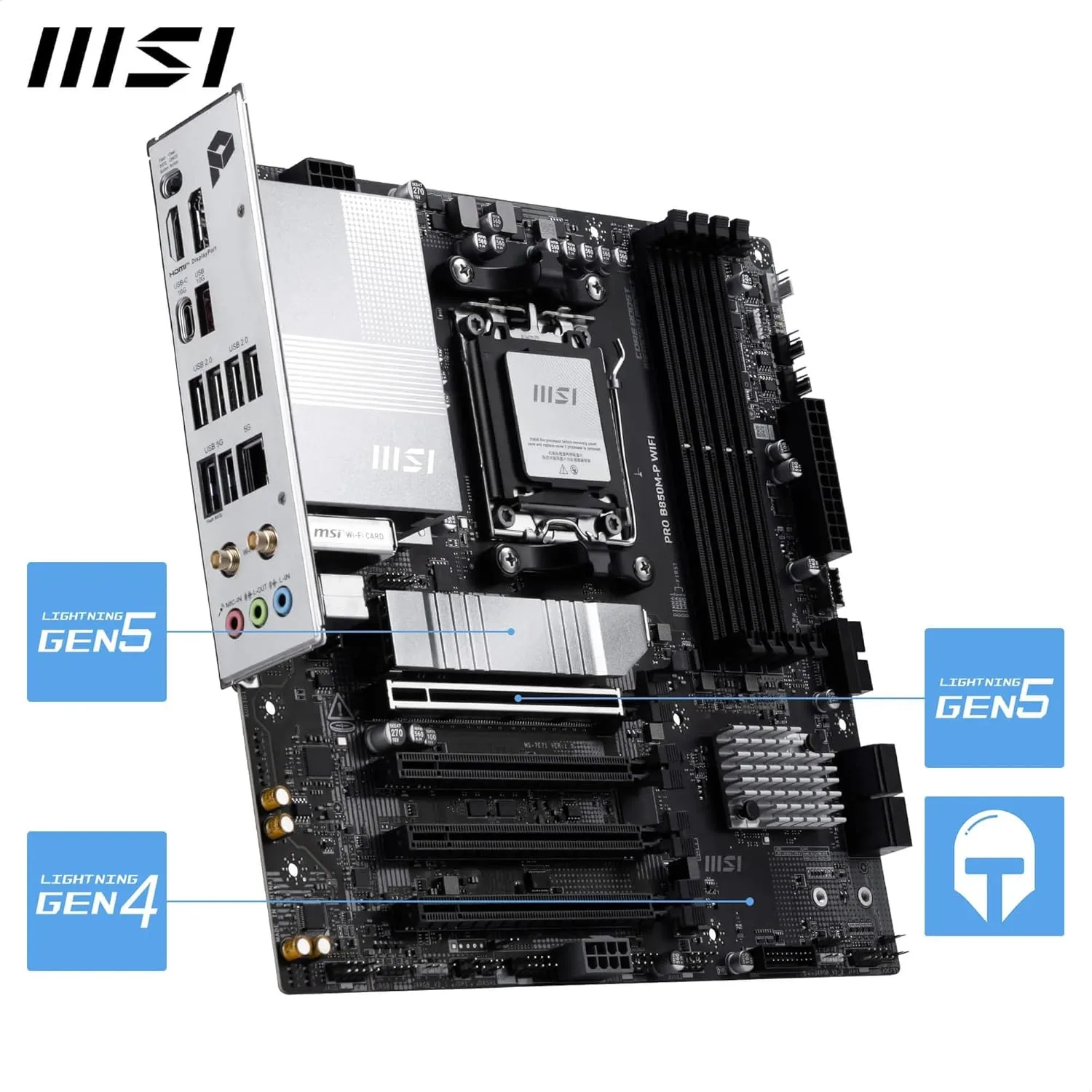 MSI B850 ATX Motherboard AM5 DDR5 PCIe 5.0 M.2 Gen5 Wi‑Fi 7