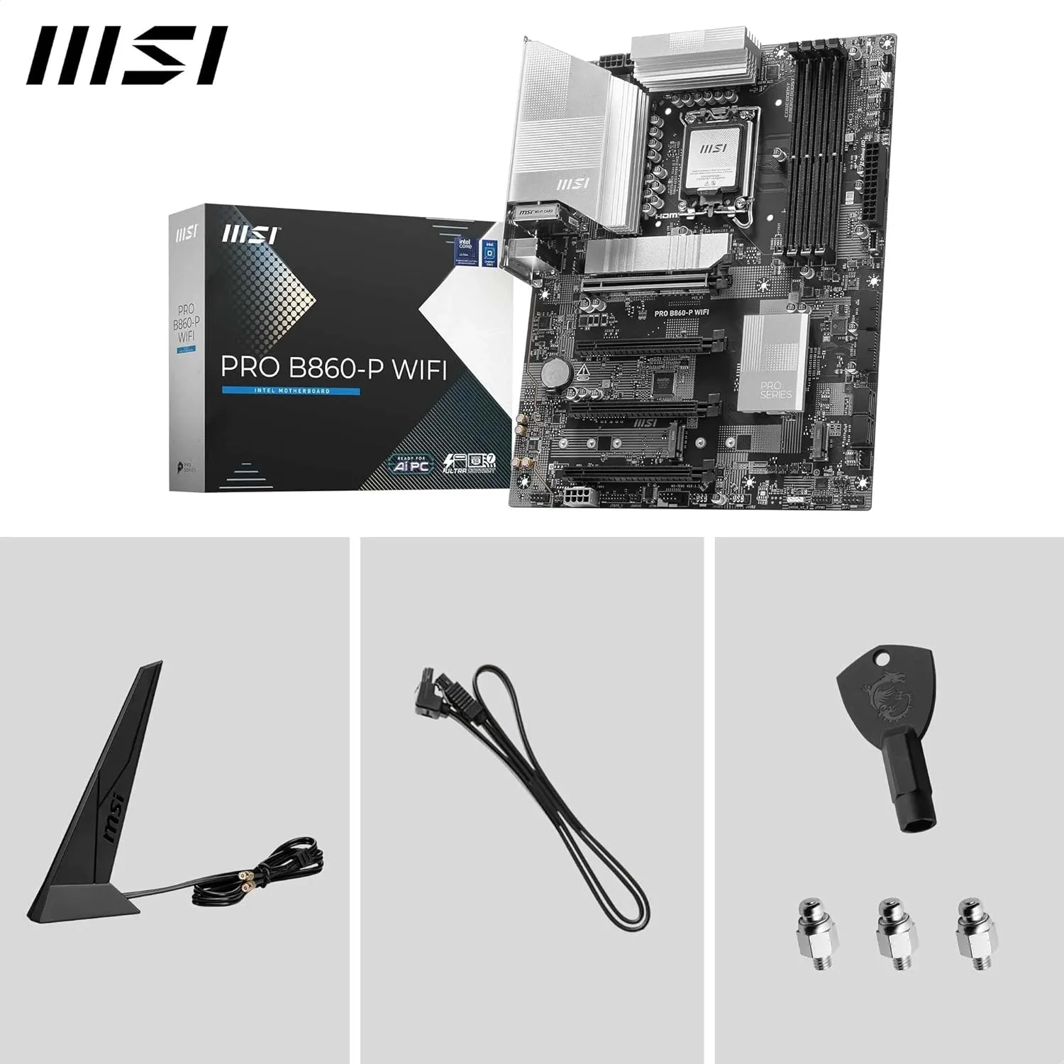 MSI PRO B860-P WiFi Motherboard ATX, LGA 1851, DDR5, PCIe 5.0, M.2 Gen5, Wi‑Fi 7