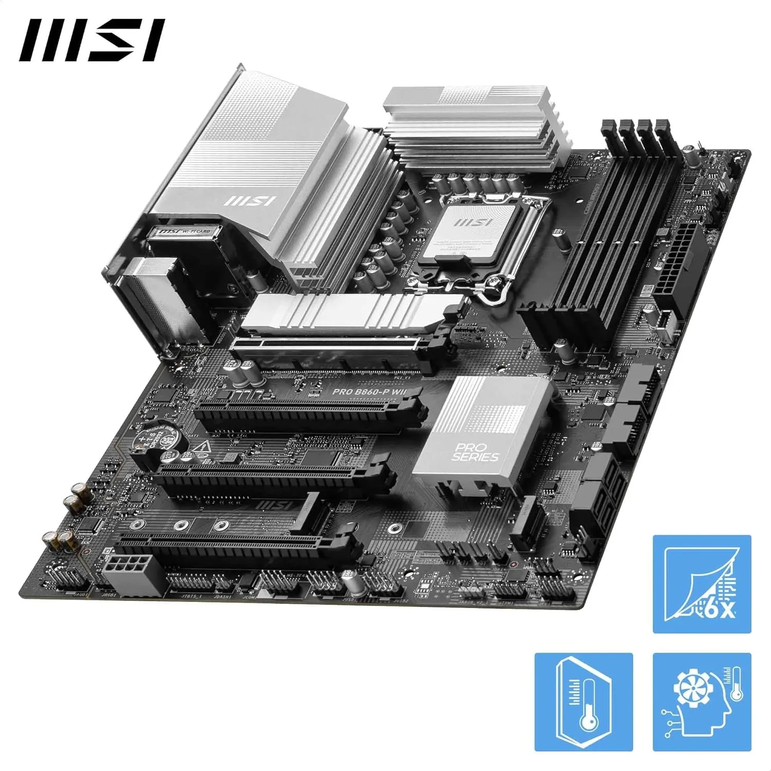 MSI PRO B860-P WiFi Motherboard ATX, LGA 1851, DDR5, PCIe 5.0, M.2 Gen5, Wi‑Fi 7