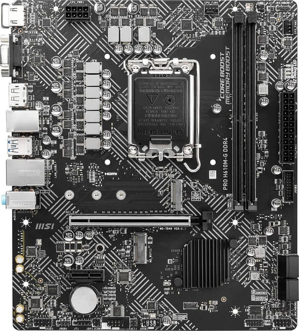 MSI PRO H610M-G DDR4 Motherboard (12th/13th/14th Gen Intel Core, LGA 1700 Socket, DDR4, PCIe 4, SATA 6Gb/s, 1Gbps LAN, M.2 Slots, USB 3.2, mATX) [H610M DDR4] 4K screen output