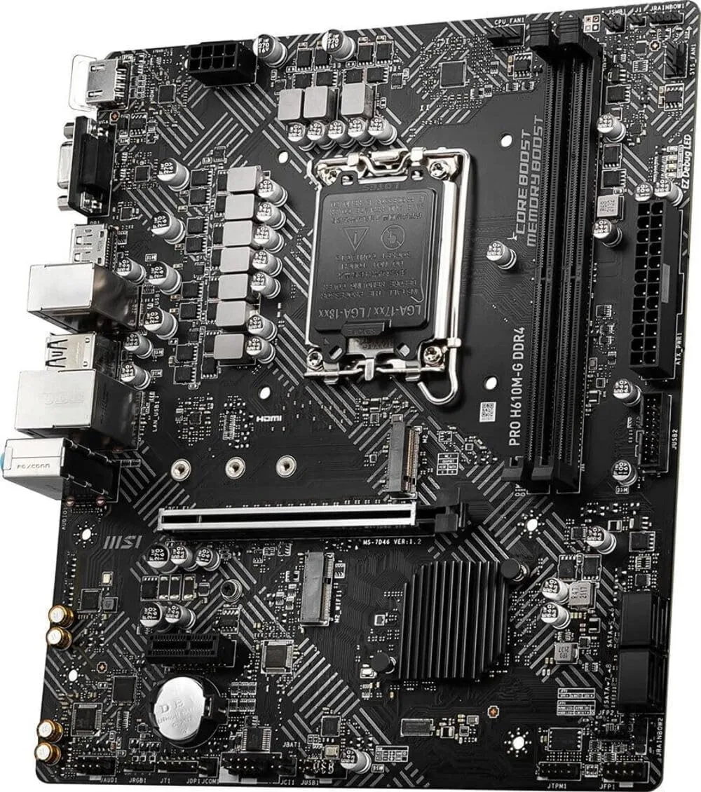 MSI PRO H610M-G DDR4 Motherboard (12th/13th/14th Gen Intel Core, LGA 1700 Socket, DDR4, PCIe 4, SATA 6Gb/s, 1Gbps LAN, M.2 Slots, USB 3.2, mATX) [H610M DDR4] 4K screen output