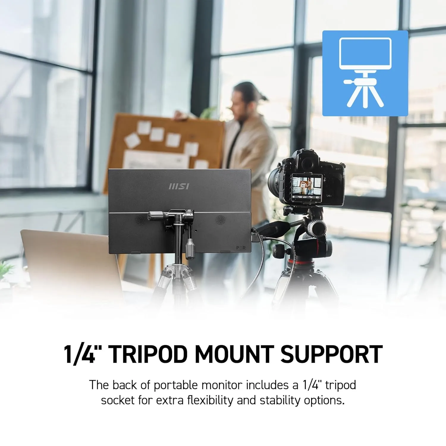 MSI Pro MP165 E6 Portable Monitor, 15.6" FHD IPS 1080p, USB Type-C, Mini-HDMI, Built-in Speakers, Perfect for PC, Mac, PS5, PS4, Xbox, Mobile, Metal Gray