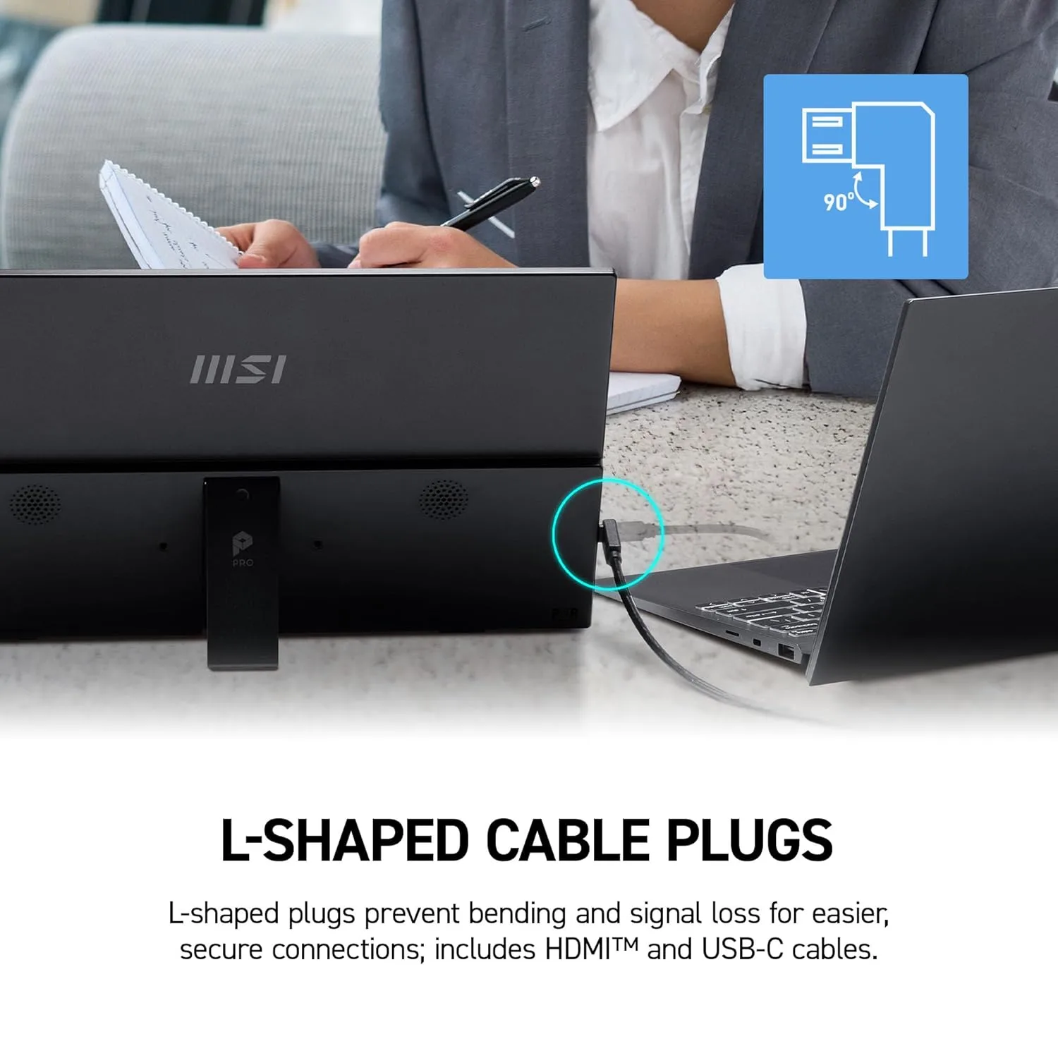 MSI Pro MP165 E6 Portable Monitor, 15.6" FHD IPS 1080p, USB Type-C, Mini-HDMI, Built-in Speakers, Perfect for PC, Mac, PS5, PS4, Xbox, Mobile, Metal Gray