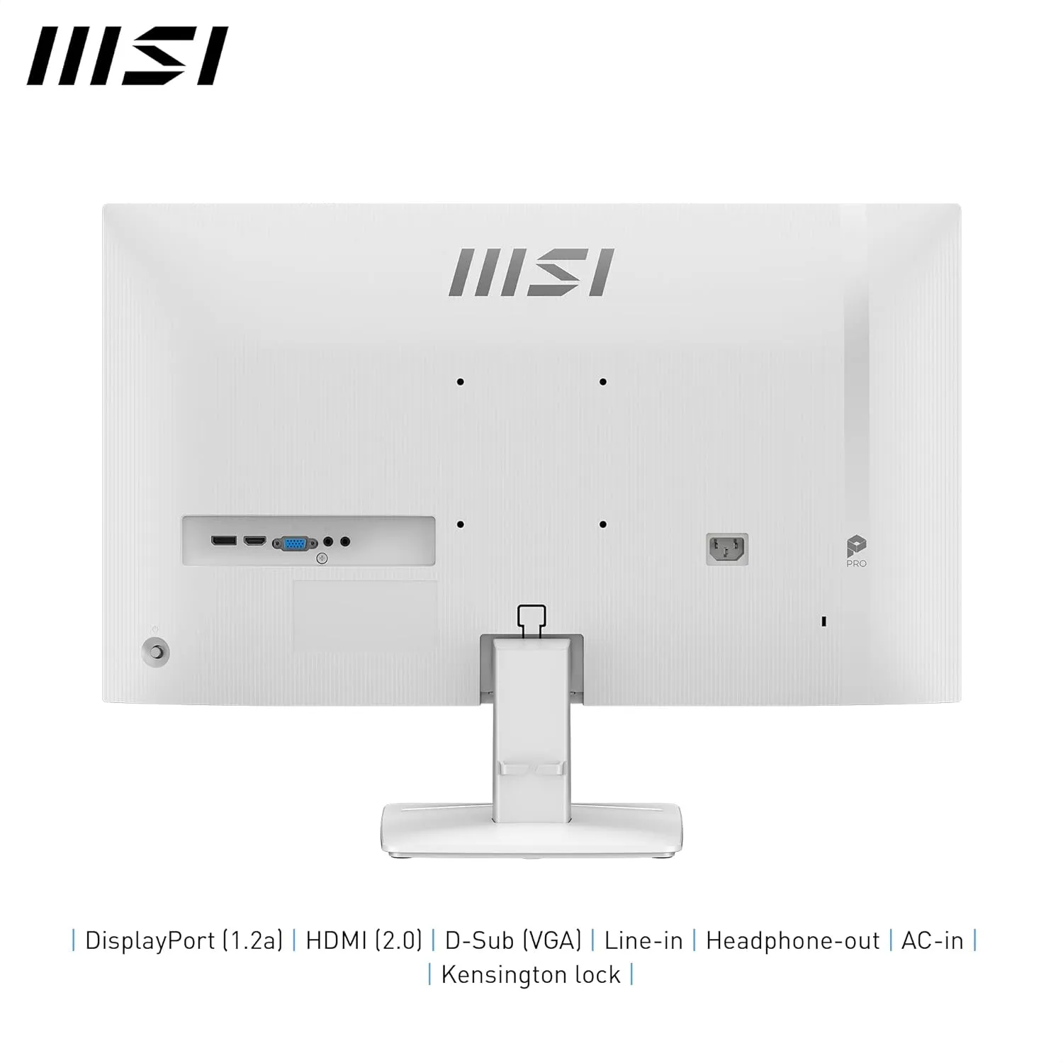 msi PRO MP275W E2 27-inch IPS 1920 x 1080 (FHD) Gaming Office Monitor, 120Hz, Free-Sync, HDMI, DisplayPort, VGA Port, VESA Mountable, Tilt, Speaker, 4-Side Slim Bezel 1ms, White