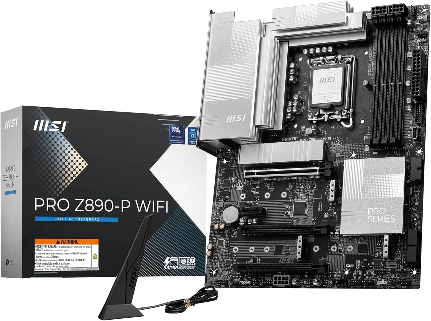 MSI PRO Z890-P WiFi Motherboard (LGA1851, DDR5, PCIe 5.0, Wi‑Fi 7, ATX)