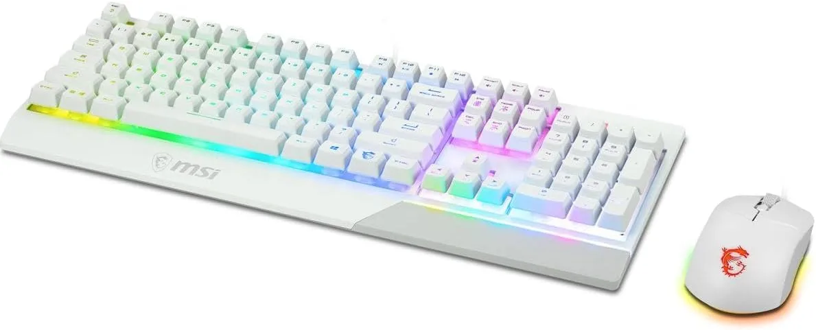 MSI Vigor GK30 Combo White, 6-Zone RGB GK30 Gaming Keyboard & GM11 Gaming Mouse, Water Repellent & Splash-Proof, 5000 DPI