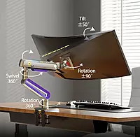 NB NORTH BAYOU G70 GAMING Monitor Stand ARM RGB DESK MOUNT - 22-inch up to 60-inch monitors