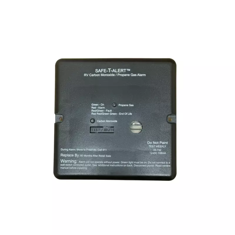Combination Carbon Monoxide/Propane Alarm - Flush Mount, 12 VDC, Black