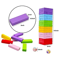 Hardwood Blocks Stacking Tower Game - 54 Pcs Colourful Blocks