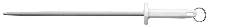 Mundial Round Regular Cut Sharpening Steel w/White Handle - 14"
