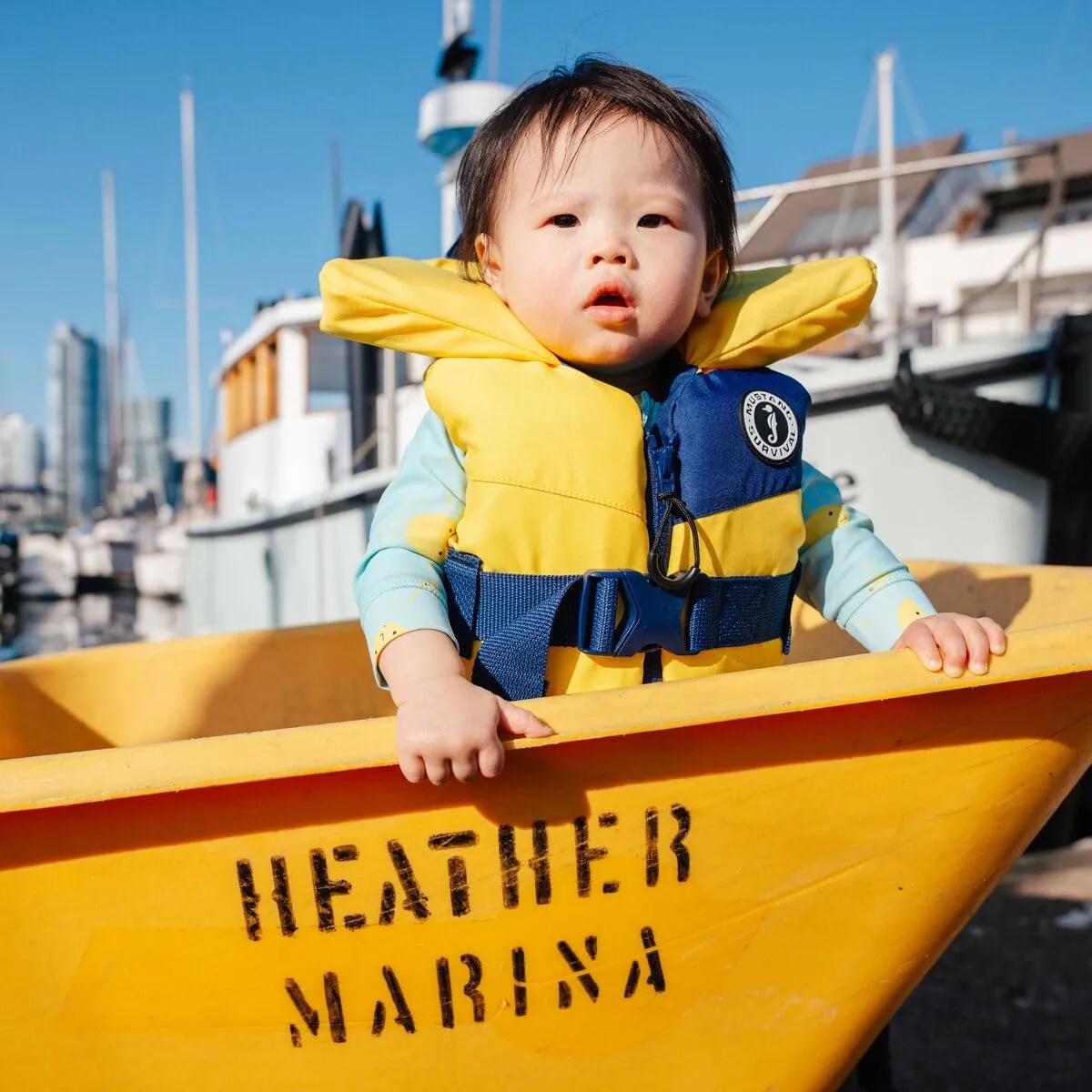 Mustang Lil' Legends Infant Foam Vest - Yellow/Navy