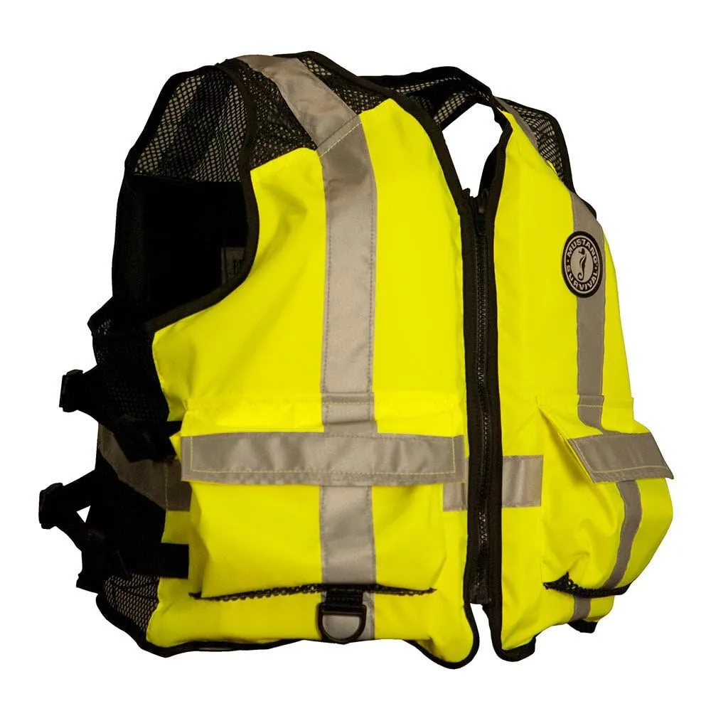 MUSTANG SURVIVAL High Visibility Industrial Mesh Vest - Fluorescent Yellow/Green/Black