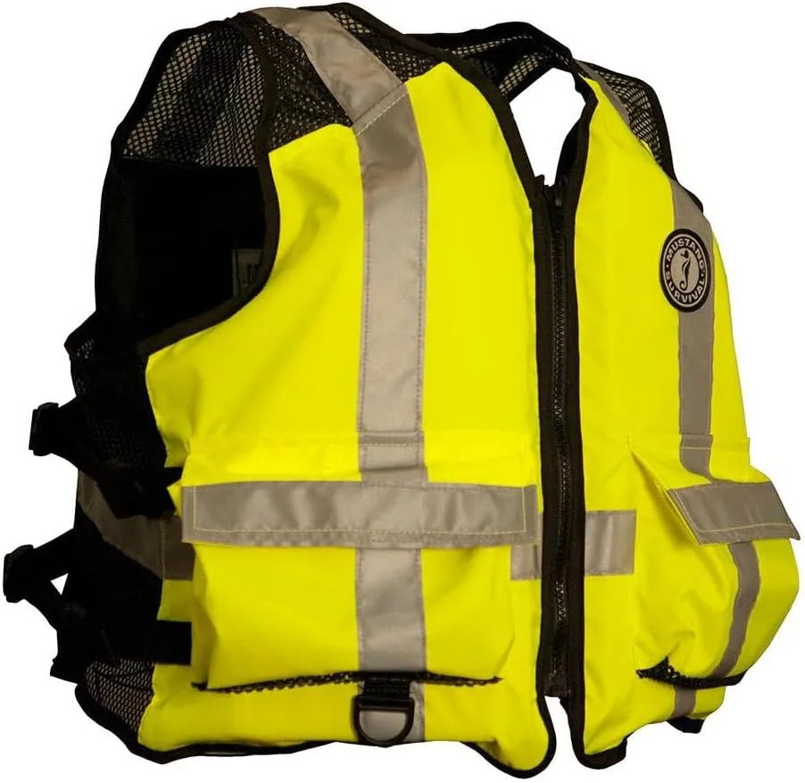 MUSTANG SURVIVAL High Visibility Industrial Mesh Vest - Fluorescent Yellow/Green/Black