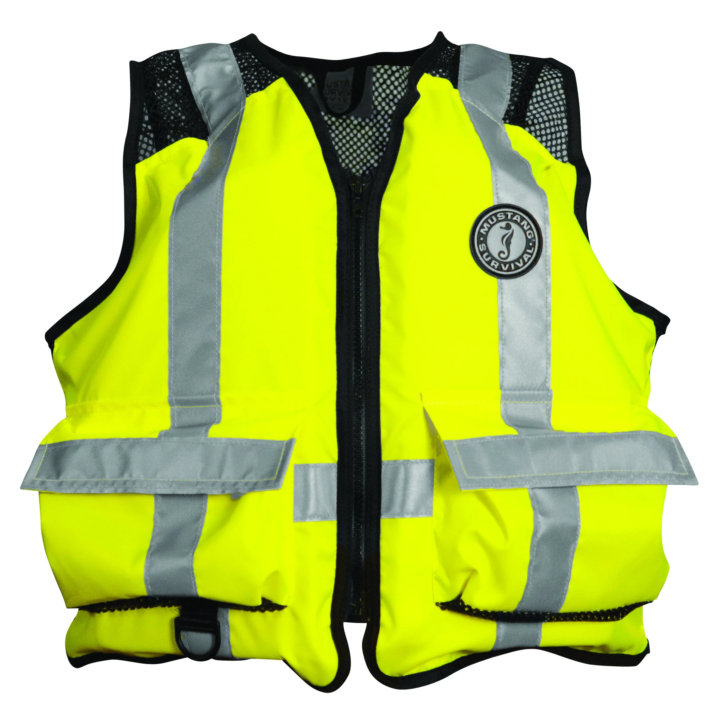 MUSTANG SURVIVAL High Visibility Industrial Mesh Vest - Fluorescent Yellow/Green/Black