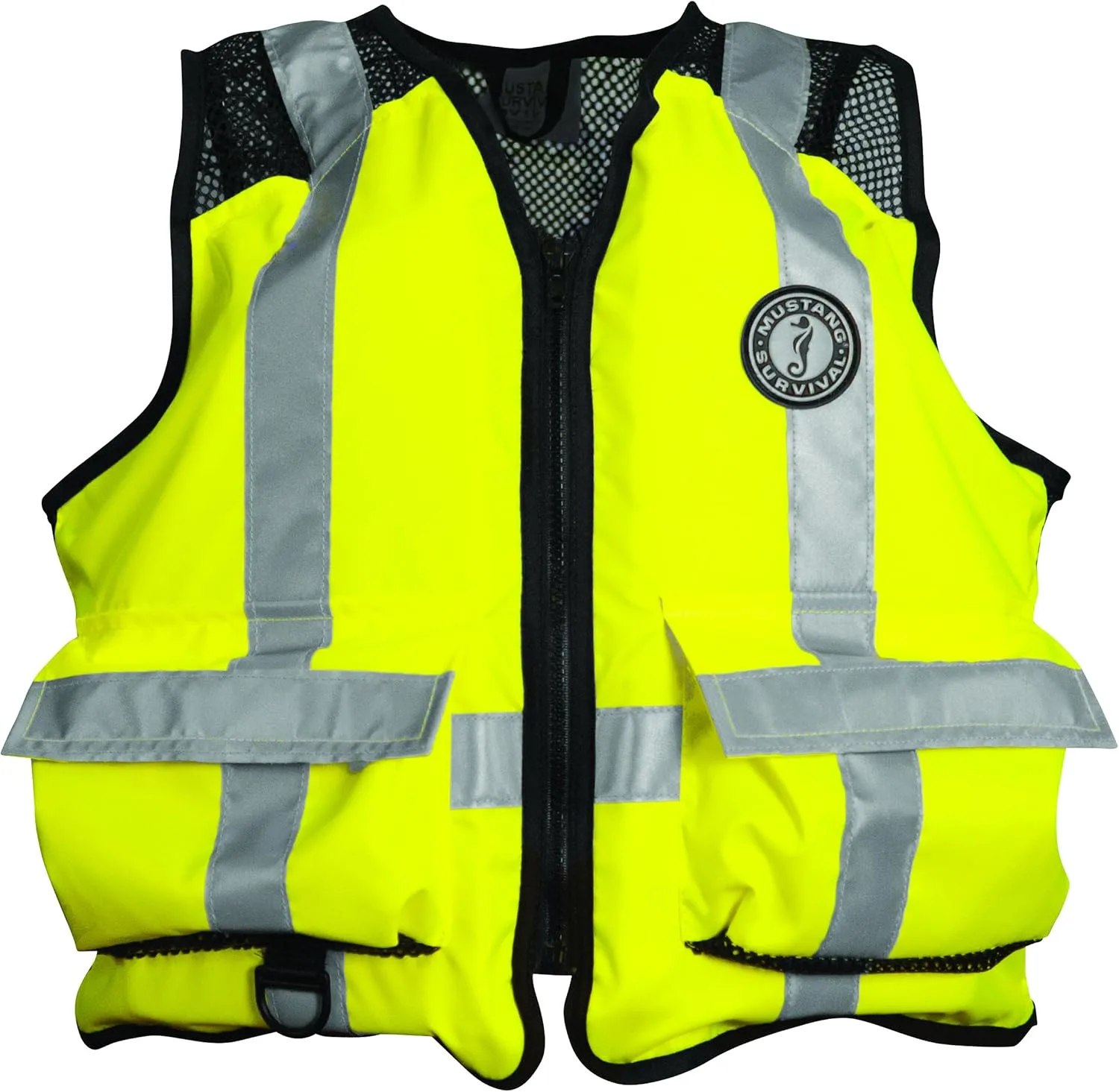 MUSTANG SURVIVAL High Visibility Industrial Mesh Vest - Fluorescent Yellow/Green/Black