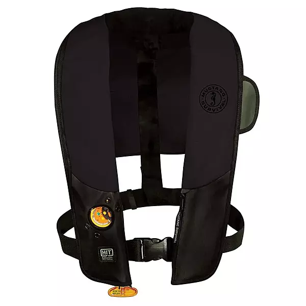 Mustang Hit Automatic Inflatable PFD - Law Enforcement Edition with Customizable Back Flap - Black