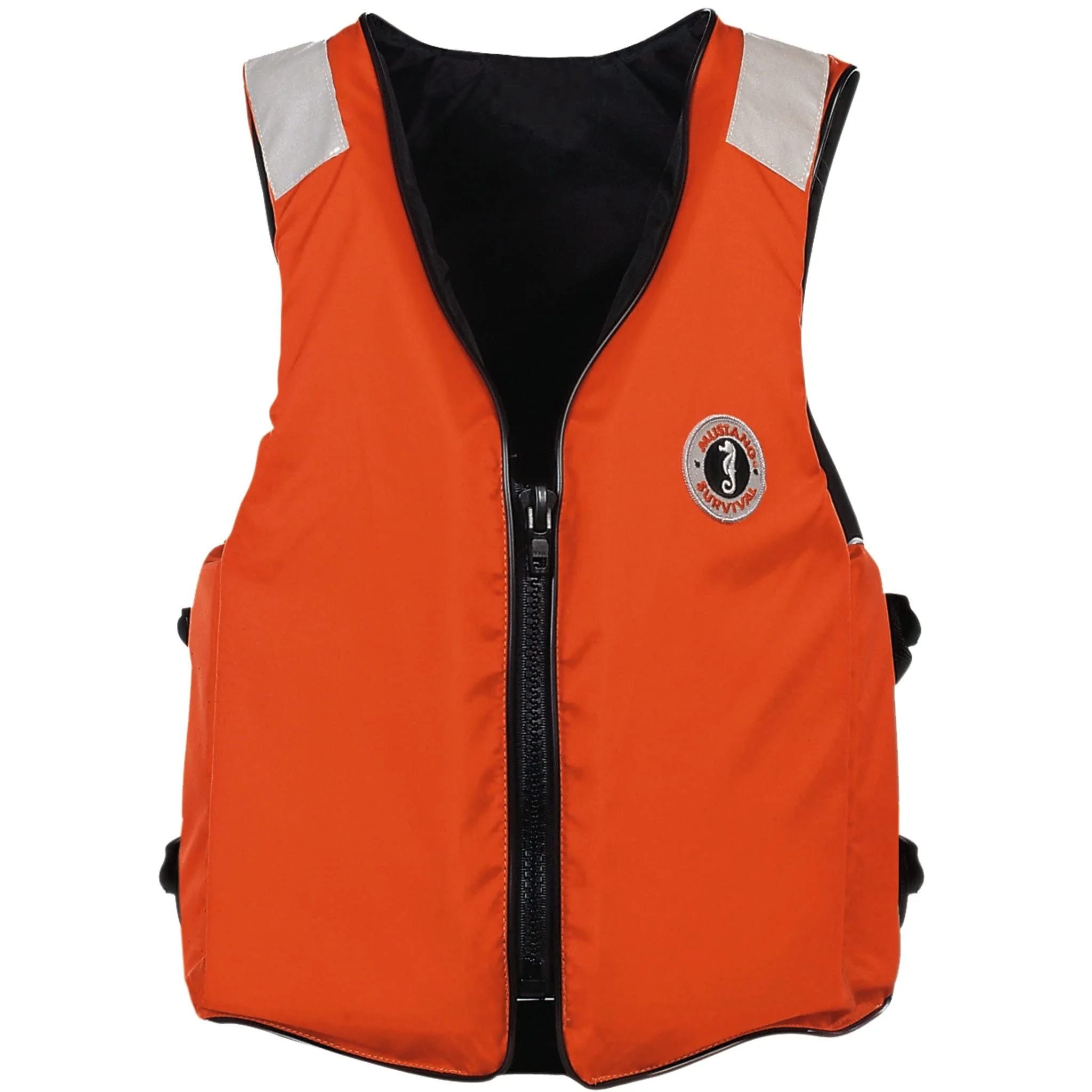 MUSTANG SURVIVAL Classic Industrial Flotation Vest w/ SOLAS Tape - Large - Orange