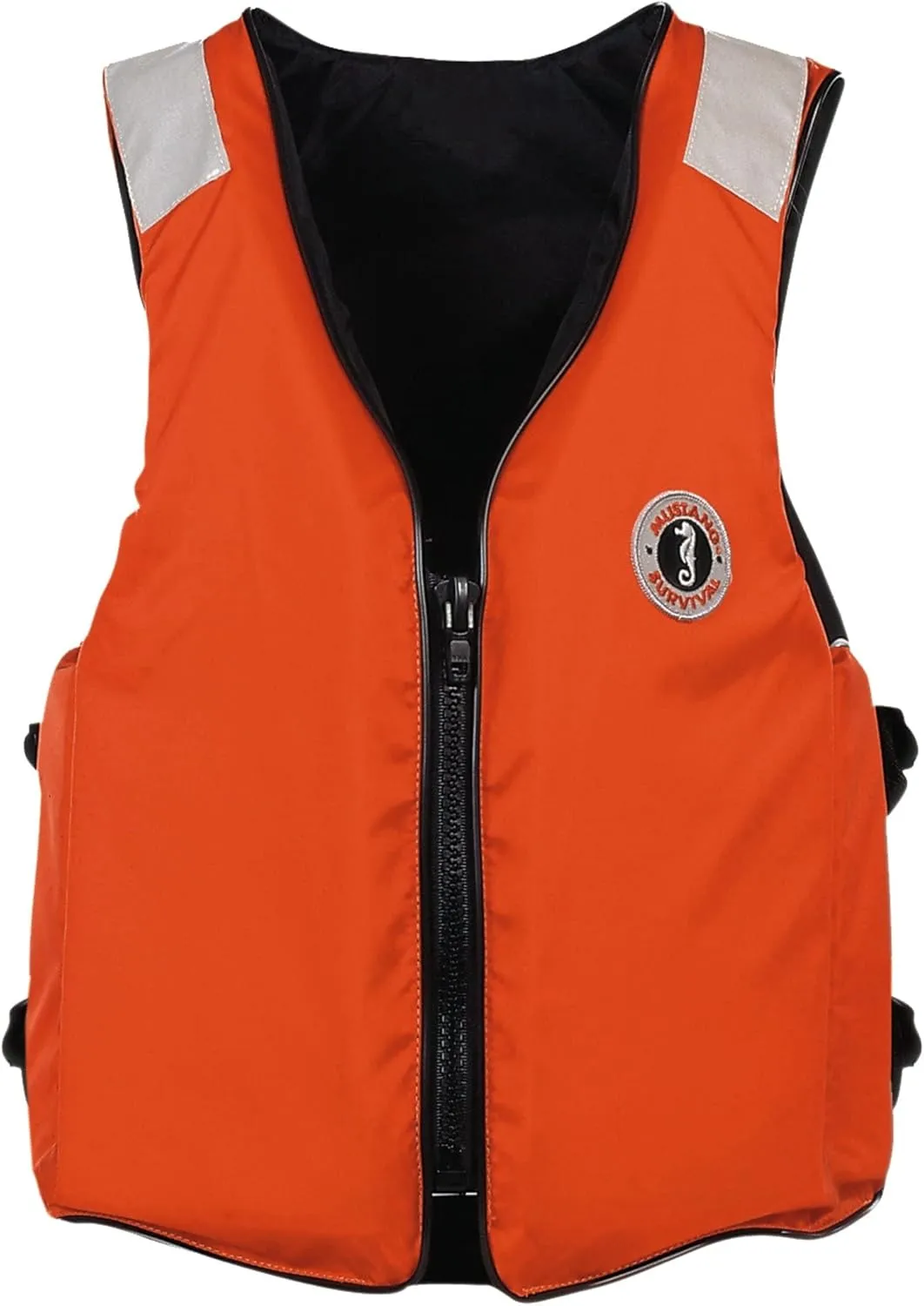 MUSTANG SURVIVAL Classic Industrial Flotation Vest w/ SOLAS Tape - Large - Orange