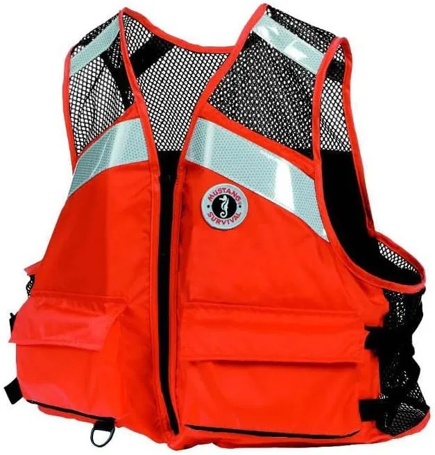 MUSTANG SURVIVAL Industrial Mesh Vest with SOLAS Reflective Tape