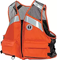 MUSTANG SURVIVAL - Industrial Mesh Vest with Solas Reflective Tape (Orange - 5XL) - USCG Approved, Large Front Pockets