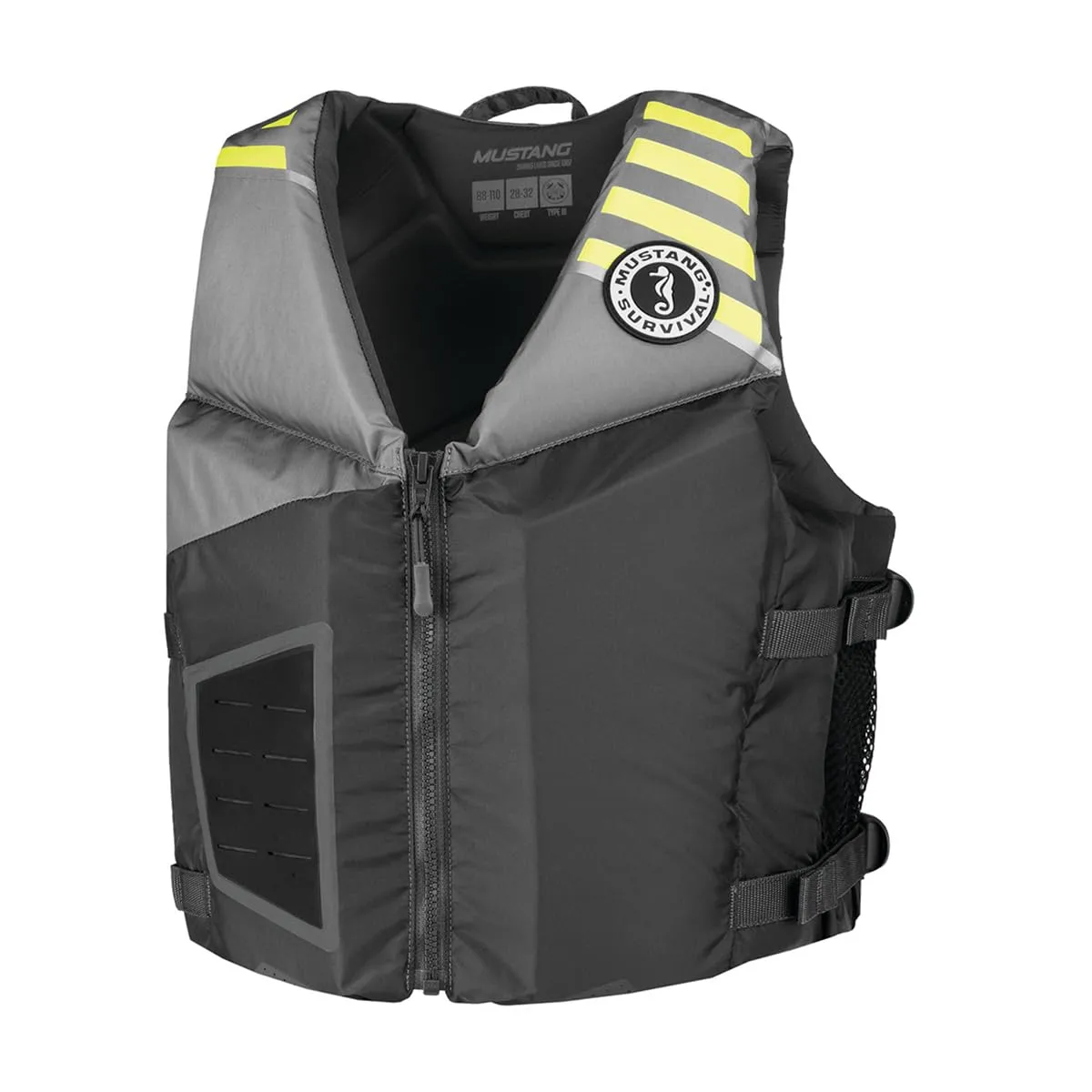 Mustang Young Adult REV Foam Vest - Grey/Light Grey/Fluorescent Yellow - Universal