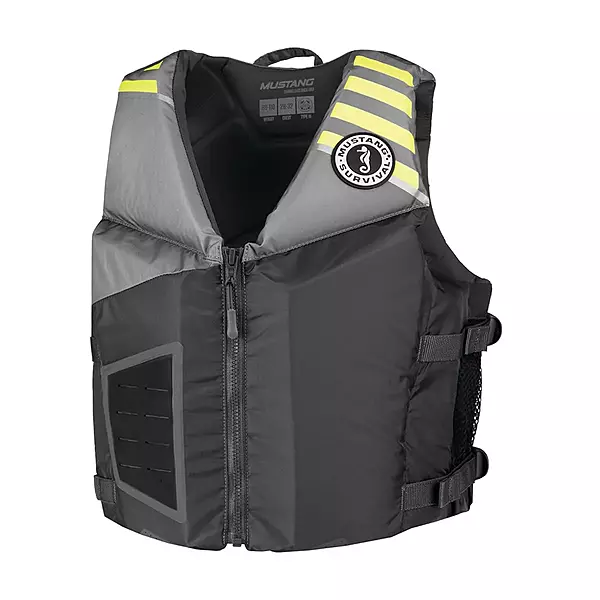 Mustang Young Adult REV Foam Vest - Grey/Light Grey/Fluorescent Yellow - Universal