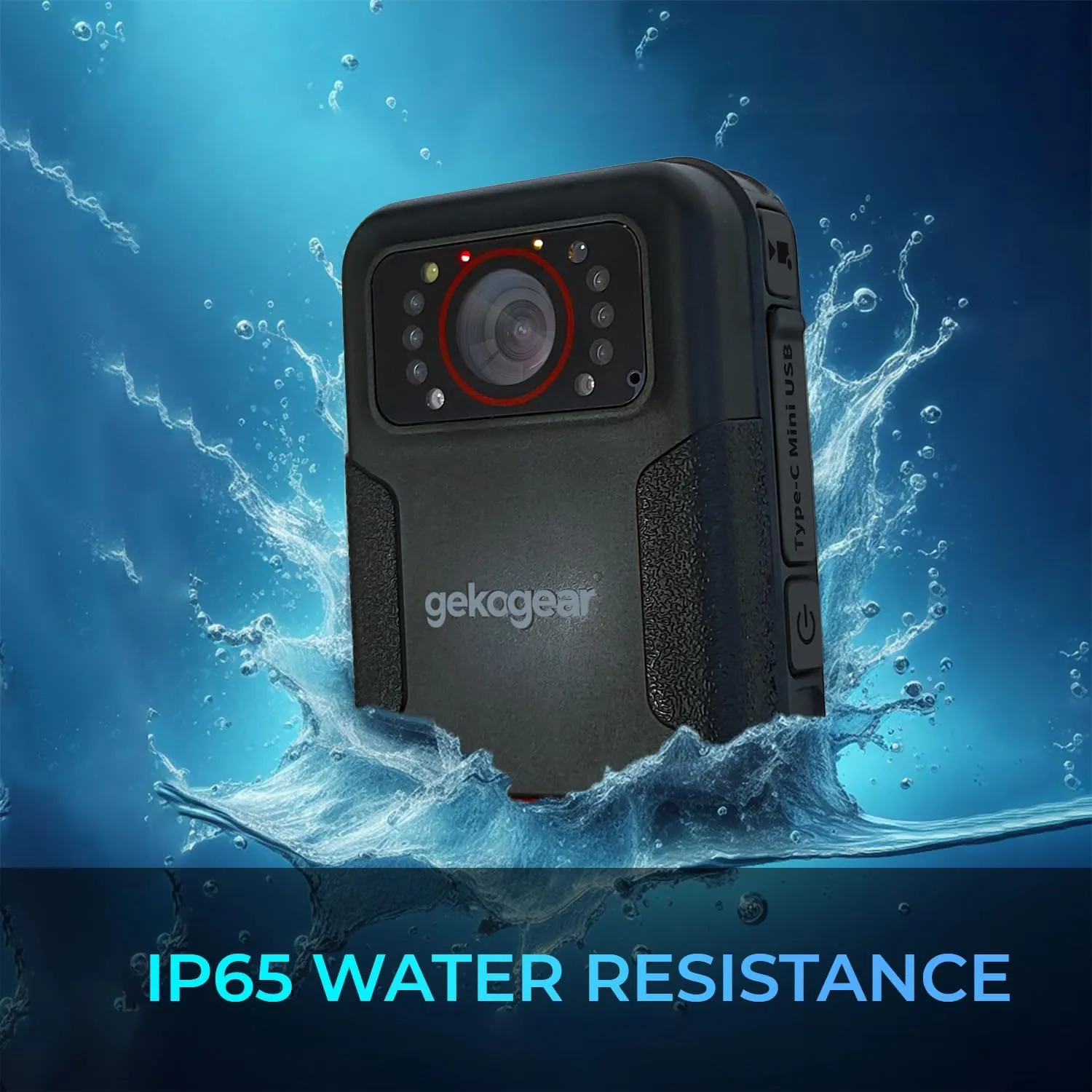 myGEKOgear Aegis 110 Body Cam 1080P Full HD 64GB Built-in Memory, Infrared Night Vision, IP65, 110° Wide-Angle Lens
