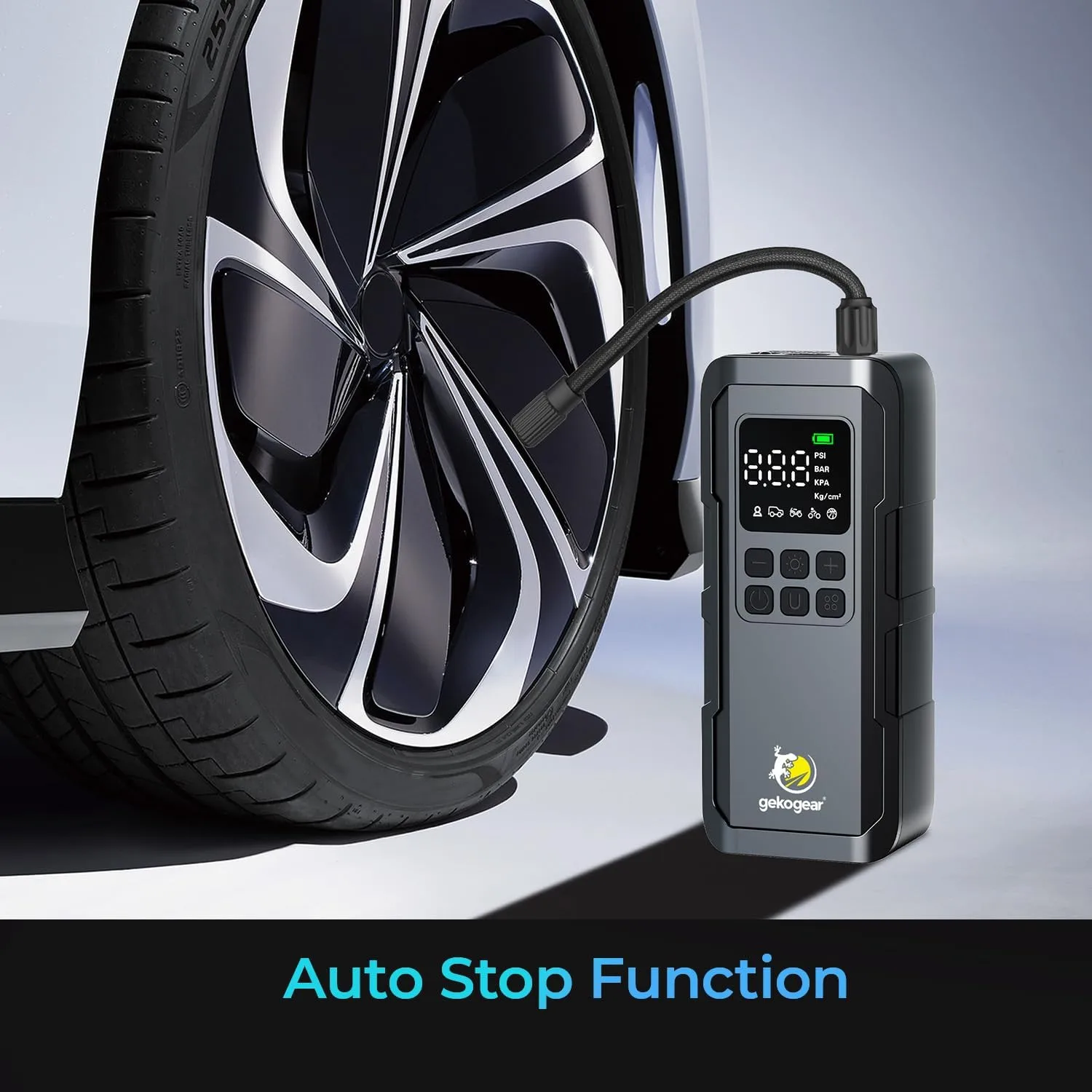 myGEKOgear Tire Inflator Portable Air Compressor - 150PSI Portable Air Pump, LCD Display, 5 Preset Modes