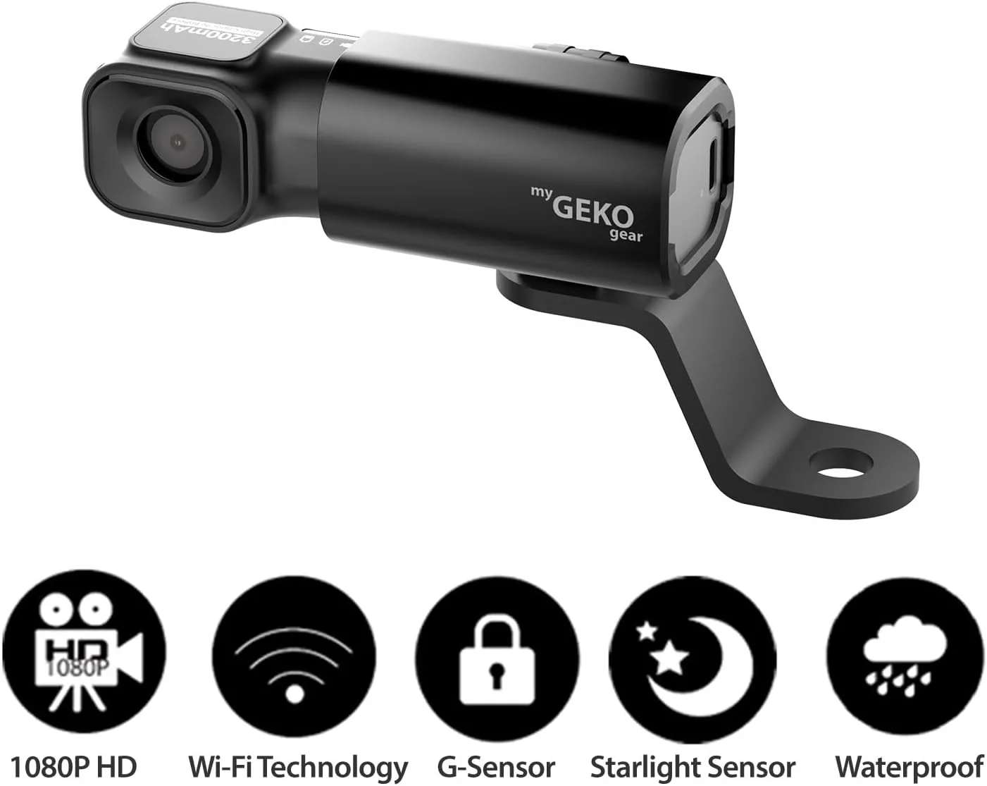 myGEKOgear by Adesso Moto Snap 1080p Motorcycle Camera with APP for Instant Video Access, Tilt Sensor for Incident Video Recording, Sony Starvis Sensor, 8.5 Hours Rechargable Battery, 32GB Storage