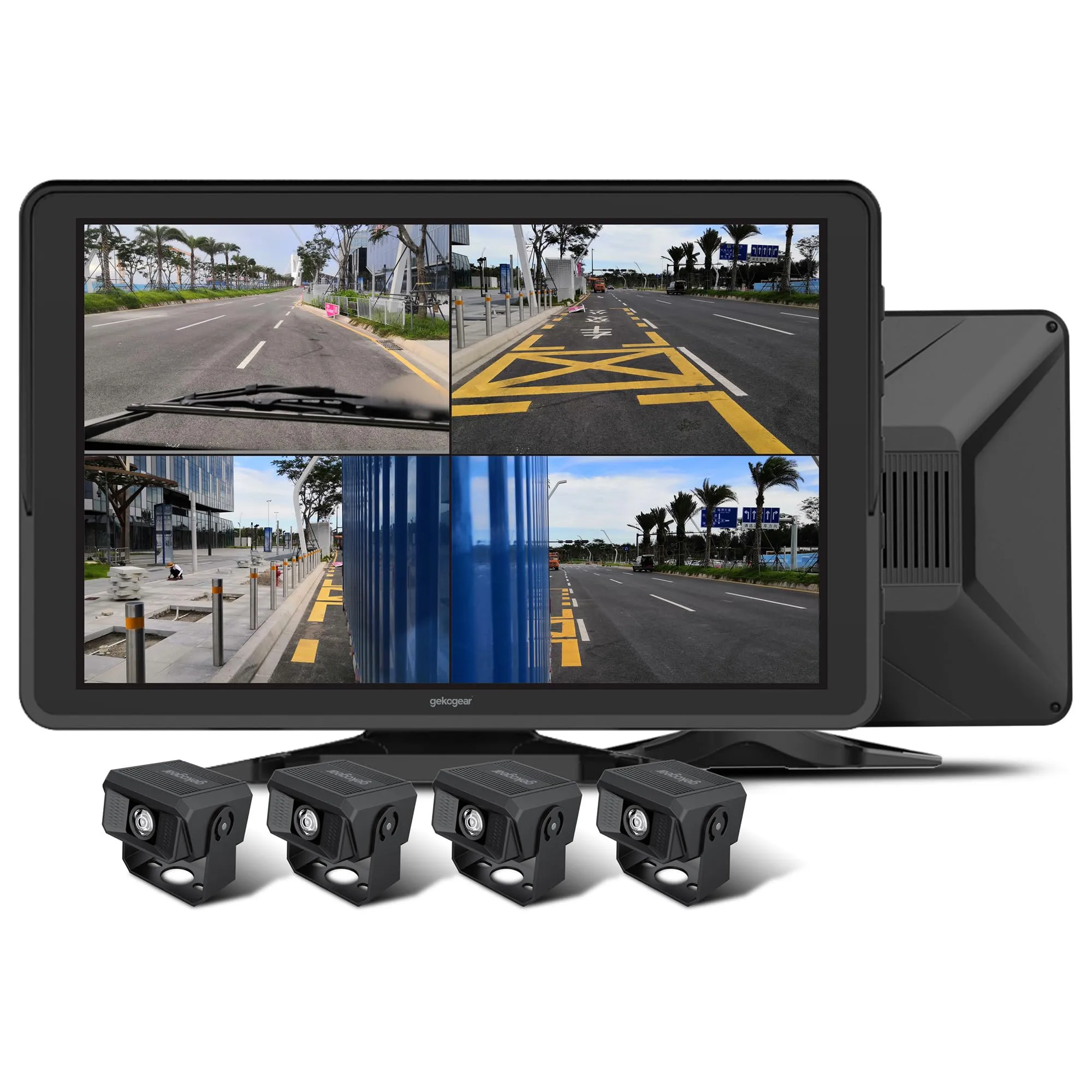 GekoGear Orbit T100 4 Channel 1080P Dash Cam for Trucks with a 10.1" IPS Screen
