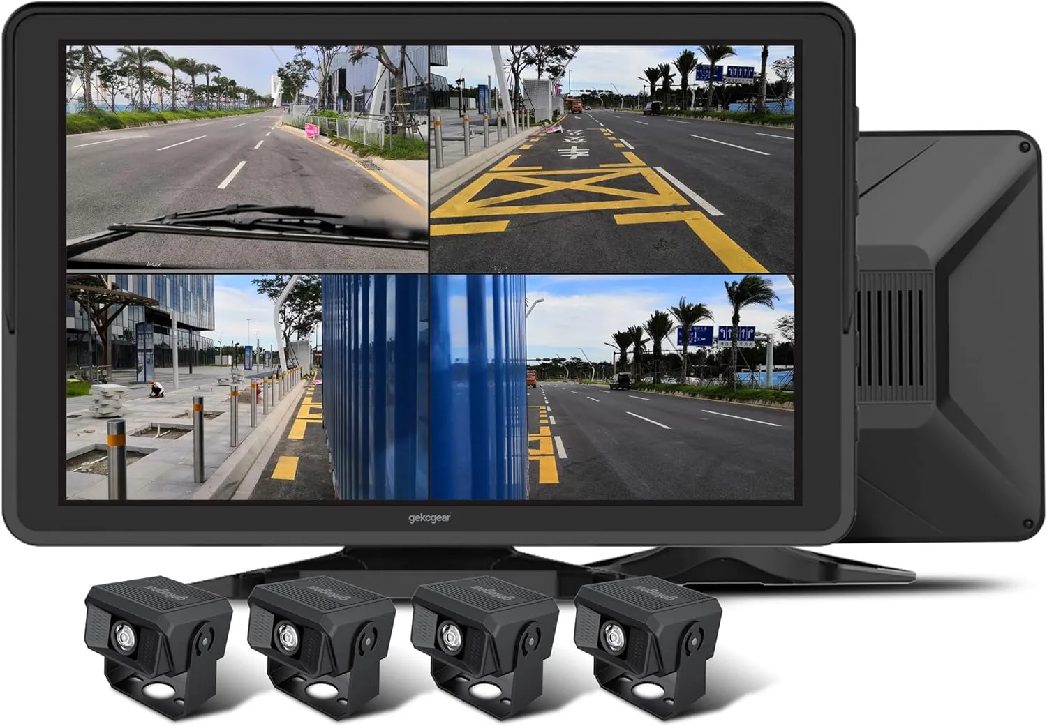 GekoGear Orbit T100 4 Channel 1080P Dash Cam for Trucks with a 10.1" IPS Screen