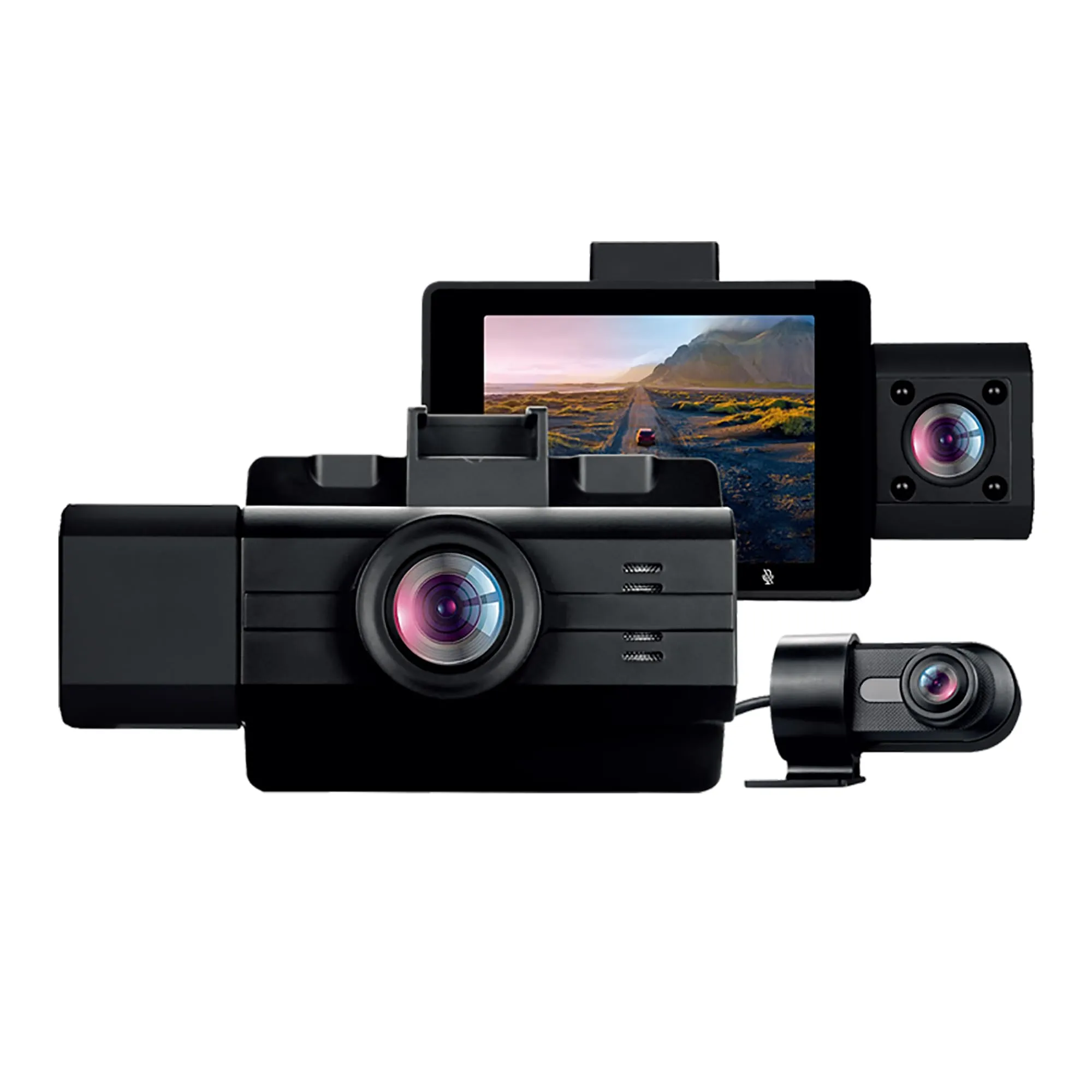 myGEKOgear Scout Pro 2K 3-Channel Dash Cam Surveillance Edition with Front, Cabin and Rear Views