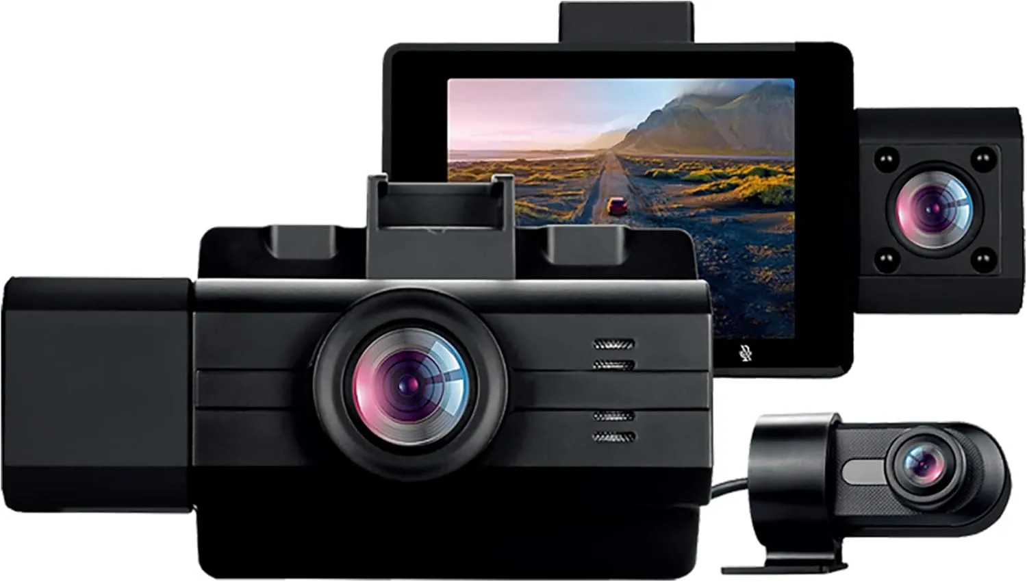 myGEKOgear Scout Pro 2K 3-Channel Dash Cam Surveillance Edition with Front, Cabin and Rear Views