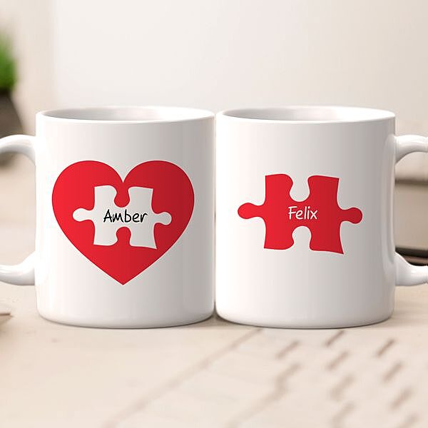 Heart Puzzle Couple Mug Set